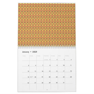 Calendrier Motif symétrique orange, jaune et marron w
