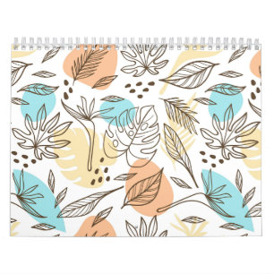 Calendrier Motif tropical d'été dessiné à la main