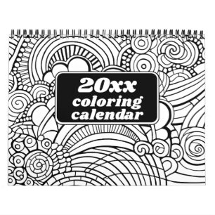 Calendrier Motifs Abstraits Modernes - Coloriage Noir et Blan
