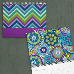Calendrier Motifs Colorés et Dessins Funky