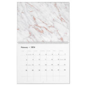 Calendrier motifs modernes, sobres et élégants en marbre (Feb 2026)