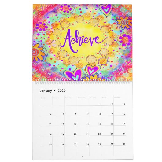Calendrier Motivationnel Uplifing Fun Inspirivity UN MOT (Jan 2026)