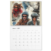 Calendrier Motos aquarelle, motards, course, motocycli (Mar 2027)