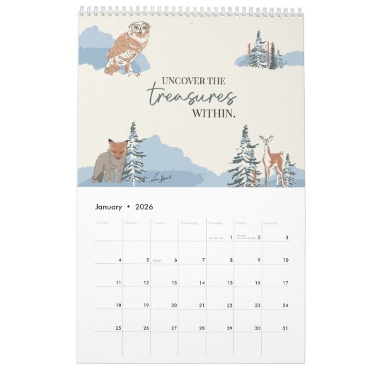 Calendrier Mots et citations d'art canadiens d'inspiration (Jan 2026)