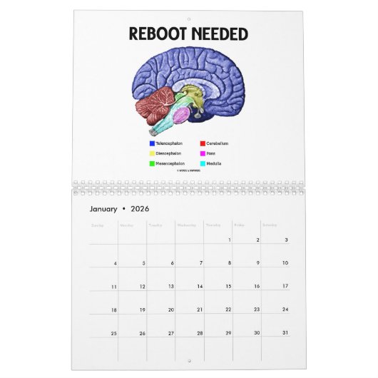 Calendrier Mots et mots clés Humours cérébraux, 2025 Calendri (Jan 2026)