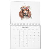 Calendrier Mouchetons mignons Aquarelle Fleur (Mar 2027)