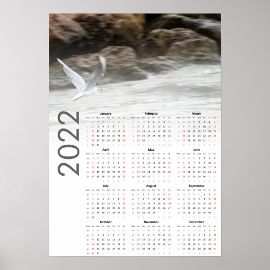 Calendrier Mouette 2022 Poster - dimanche en premi (Devant)