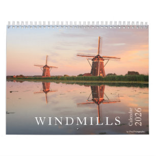 Calendrier moulins à vent 2027 photographie aux Pays-Bas
