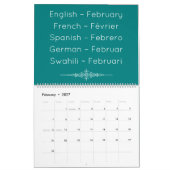 Calendrier multilingue sarcelle (Feb 2027)