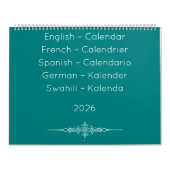 Calendrier multilingue sarcelle (Protection)