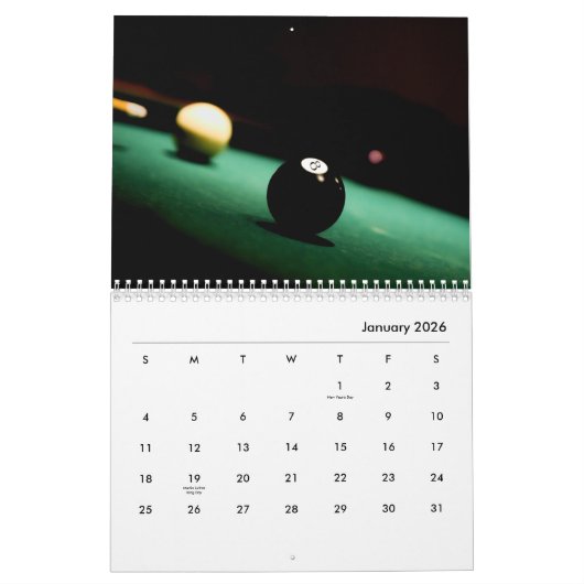 Calendrier Mur Billard (Jan 2026)