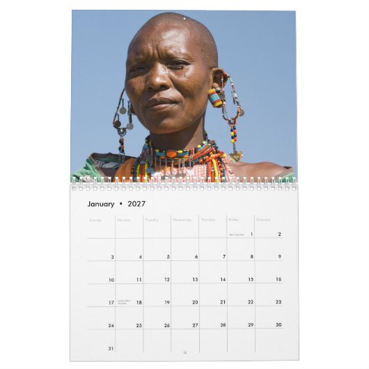 Calendrier Mur des visages africains (Jan 2027)
