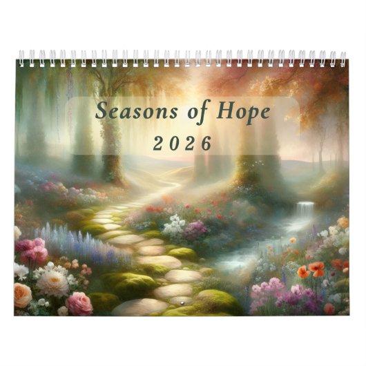 Calendrier Mur floral inspirant Saisons d'Espoir 2026 (Protection)