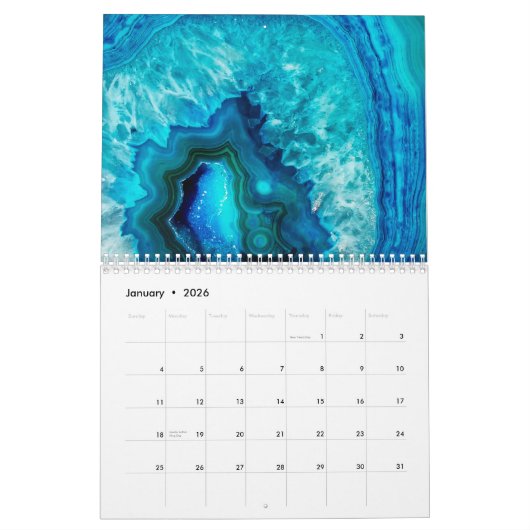 Calendrier Mur moderne bleu turquoise élégant (Jan 2026)