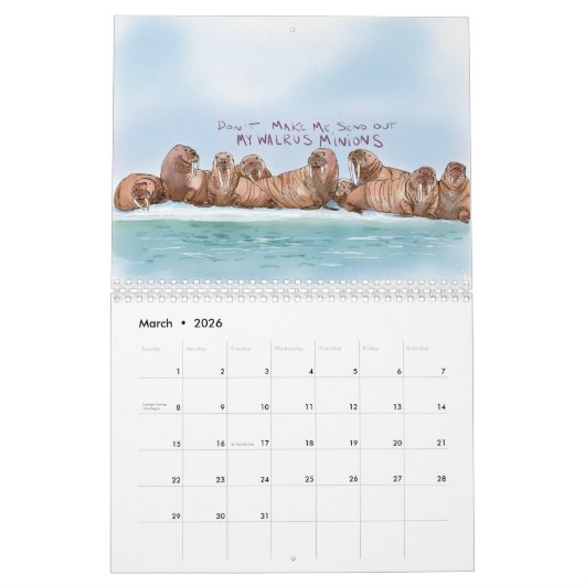 Calendrier Mur (off the-) : Caricatures sur la faune (Mar 2026)