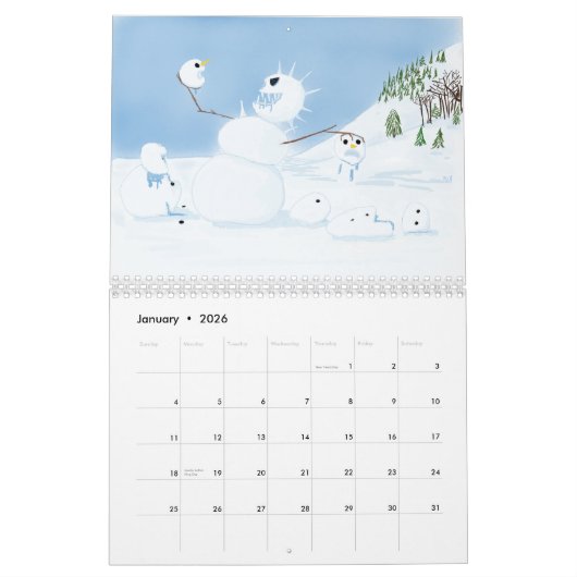 Calendrier Mur (off the-) : Caricatures sur la faune (Jan 2026)