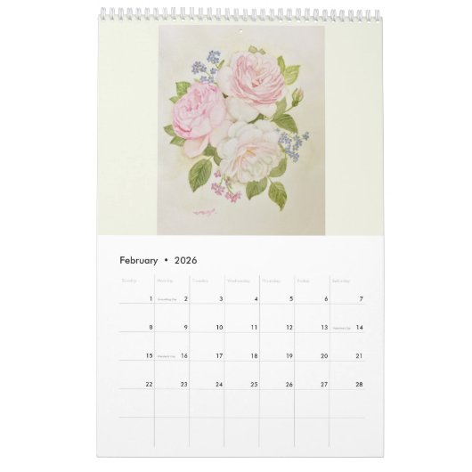 CALENDRIER MURAL バラとお花のカレンダー (Feb 2026)