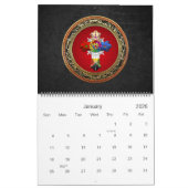 Calendrier Mural [100] Rosy Cross (Croix Rose) sur Red & Gold (Jan 2026)