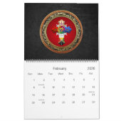 Calendrier Mural [100] Rosy Cross (Croix Rose) sur Red & Gold (Feb 2026)