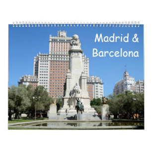 Calendrier Mural 12 mois Madrid & Barcelone