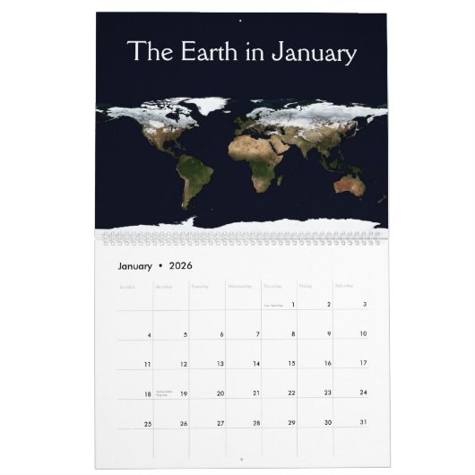 Calendrier Mural 12 mois sur terre (Jan 2026)