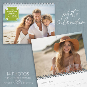 Calendrier Mural 14 Photos Couverture Complète - Conception Minimal