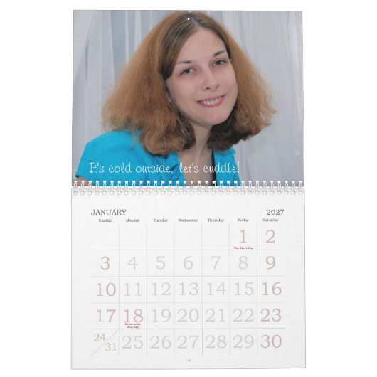Calendrier Mural 2008 juste pour vous de moi (Jan 2027)