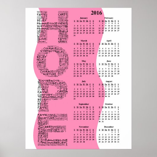 Calendrier mural 2016 Poster de sensibilisation au (Devant)