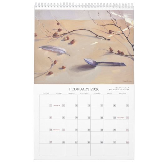 Calendrier Mural 2018: Peintures de Sarah Sedwick (Feb 2026)