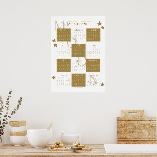 Calendrier mural 2022 Poster Monogramme de Lune (Cuisine)