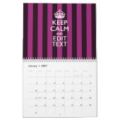 Calendrier Mural 2025 Monthly KEEP CALM Fuchsia Stripes Your Text (Jan 2027)