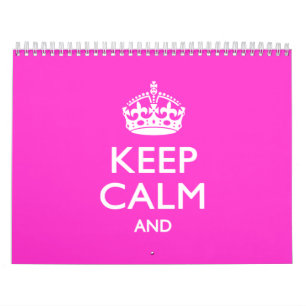 Calendrier Mural 2025 Monthly Rose KEEP CALM ET votre texte