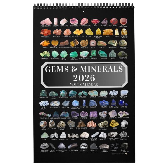 Calendrier mural 2026 de cristaux de gemmes et de (Protection)
