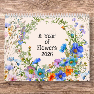 Calendrier mural 2026 - Une année de fleurs