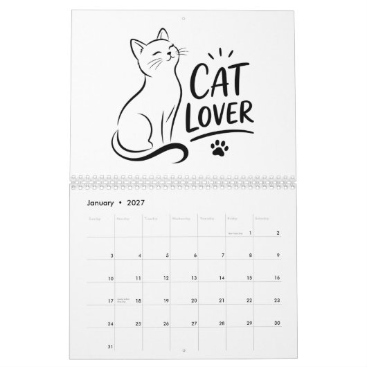Calendrier Mural 2027 Amoureux de Chats Mignons (Jan 2027)