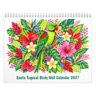 Calendrier mural 2027 des oiseaux tropicaux exotiq