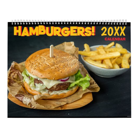 Calendrier mural 2027 Hamburger Nourriture (Protection)