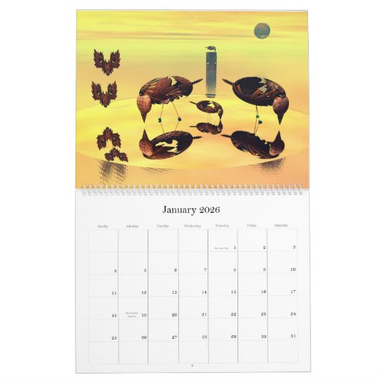 Calendrier Mural 3D effectue des fractales (Jan 2026)