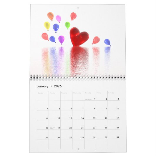 Calendrier mural 3D Hearts (Jan 2026)