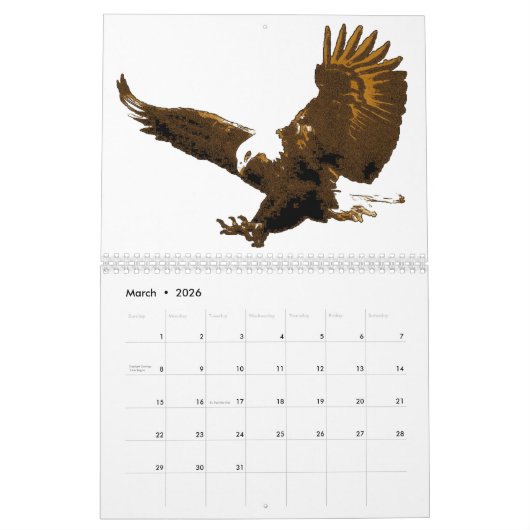 Calendrier Mural Aigles américains (Mar 2026)