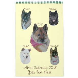 Calendrier Mural Akita portraits de chien art réaliste original 20