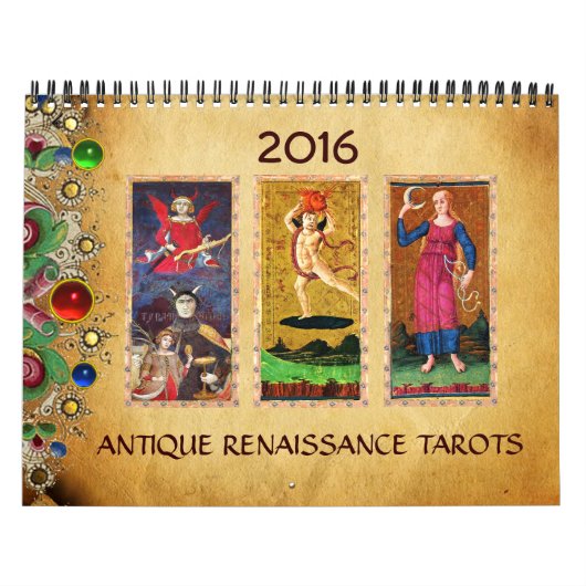 CALENDRIER MURAL ANCIENNE RENAISSANCE TAROTS PARCHEMENT FLORAL 2016 (Protection)