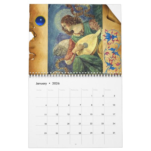 CALENDRIER MURAL ANGELS MUSICAUX COLLECTION D'ART FIN (Jan 2026)