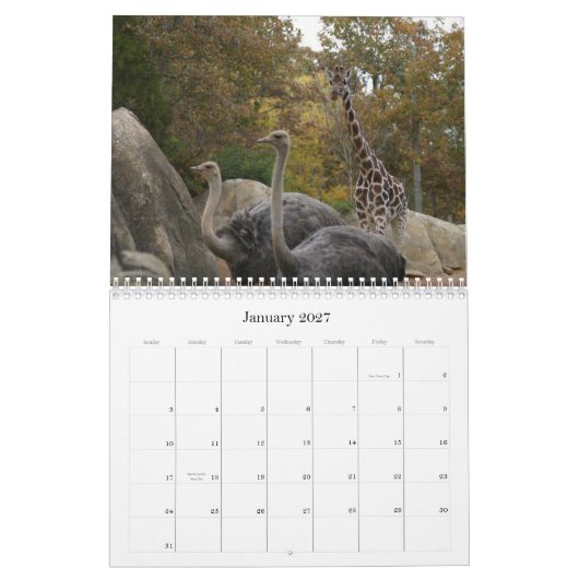 Calendrier Mural Animaux de zoo (Jan 2027)