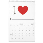 Calendrier Mural Année de l'amour chaque mois (Mar 2027)