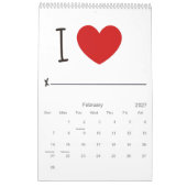 Calendrier Mural Année de l'amour chaque mois (Feb 2027)