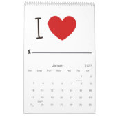 Calendrier Mural Année de l'amour chaque mois (Jan 2027)
