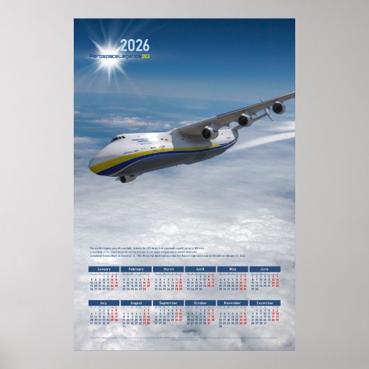 Calendrier Mural Annuel 2026 Poster (Devant)