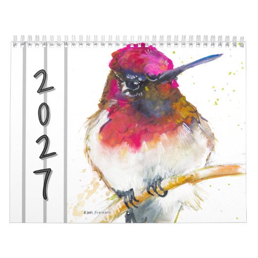Calendrier mural Aquarelle Oiseaux 2027 (Protection)