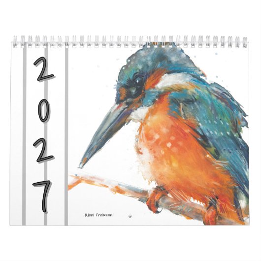 Calendrier Mural Aquarelle Oiseaux 2027 (Protection)